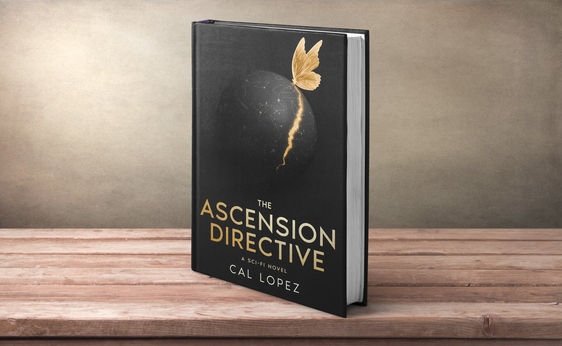 The Ascension Directive book mockup showing the cover in a realistic setting